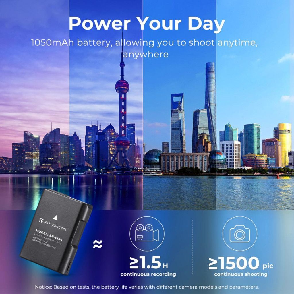 K&F Concept EN-EL14 akkumulátor 1050mAh