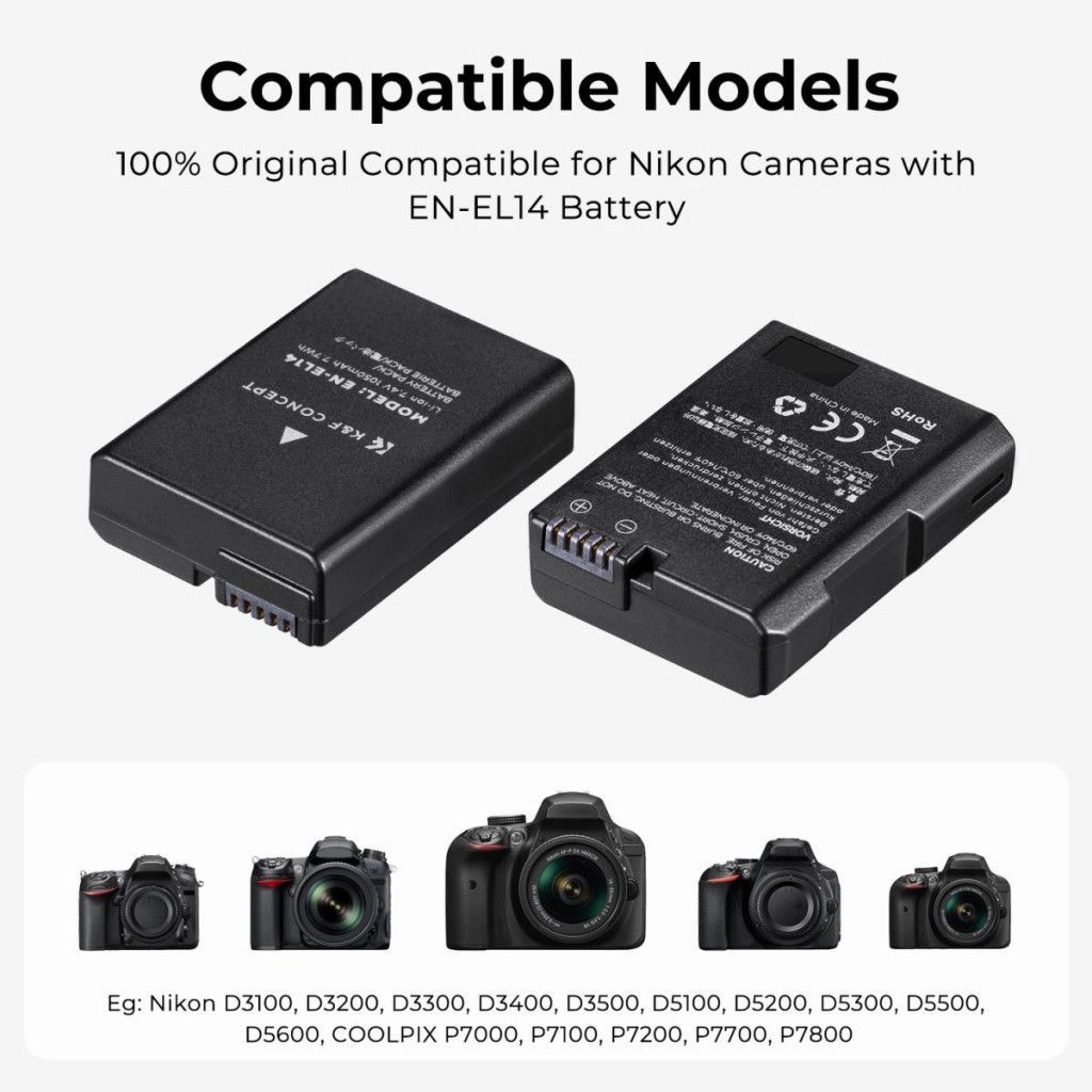 K&F Concept EN-EL14 akkumulátor 1050mAh