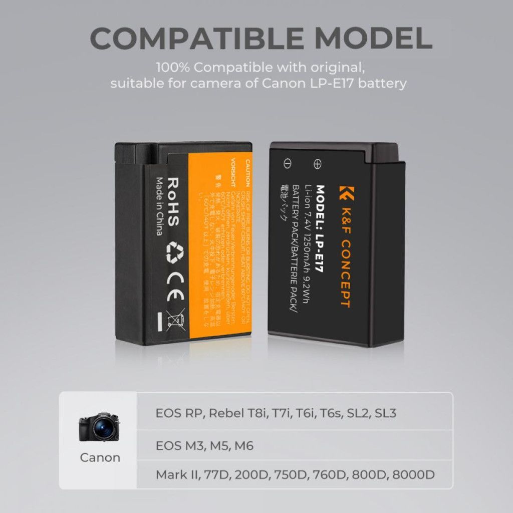 K&F Concept LP-E17 akkumulátor 1250mAh K&F Concept LP-E17 akkumulátor 1250mAh