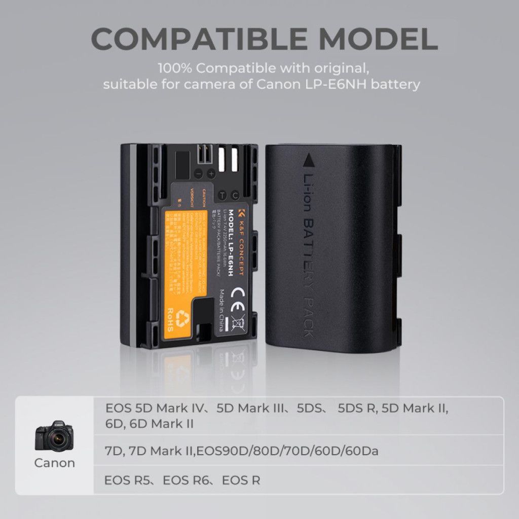 K&F Concept LP-E6NH akkumulátor 2250mAh K&F Concept LP-E6NH akkumulátor 2250mAh