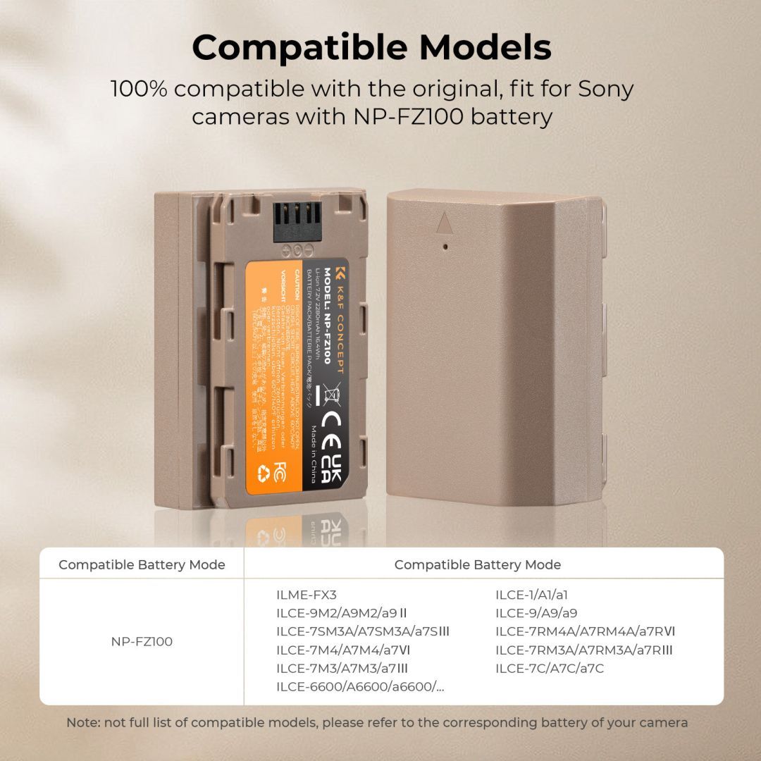 K&F Concept NP-FZ100 akkumulátor 2280mAh K&F Concept NP-FZ100 akkumulátor 2280mAh