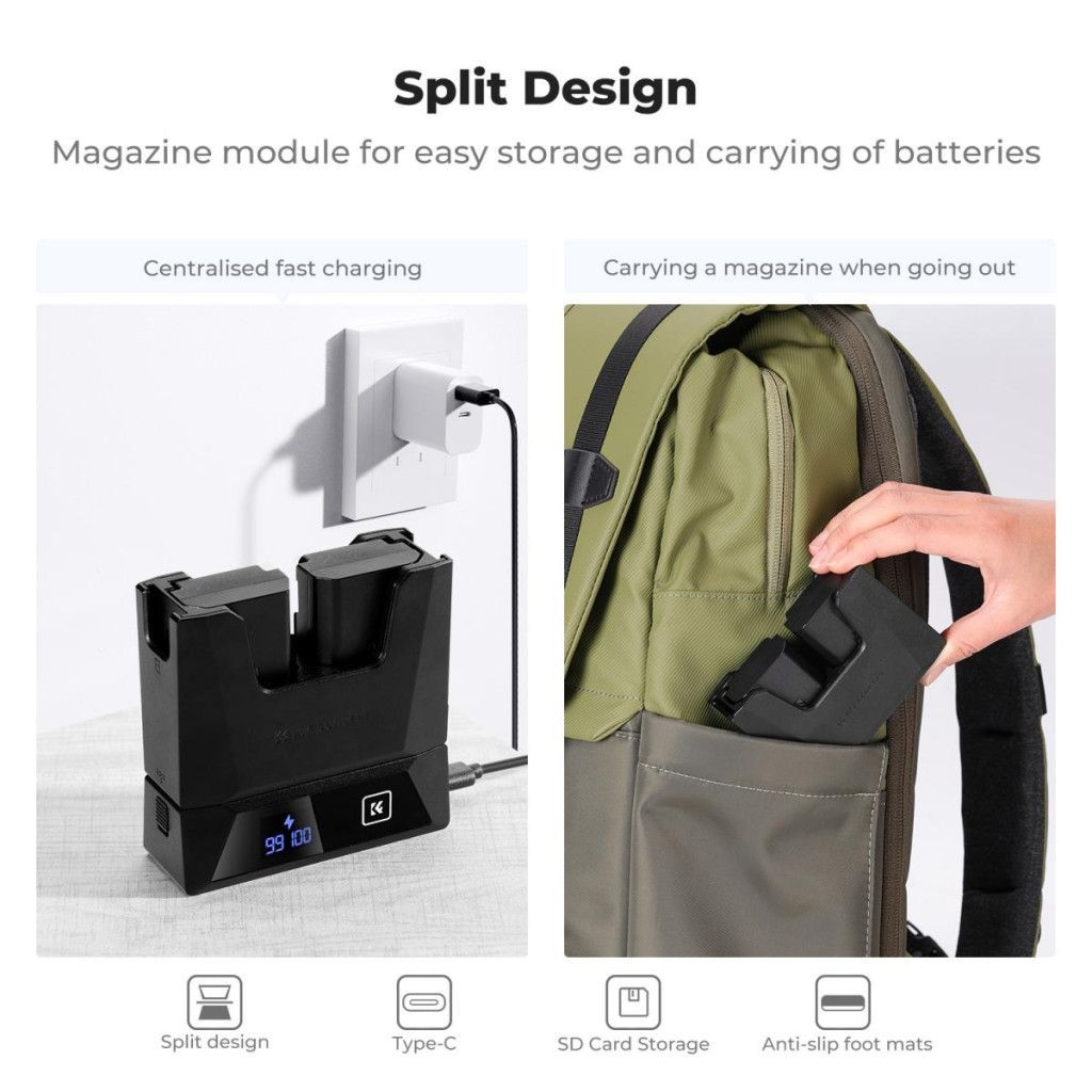 K&F Concept NP-FZ10 Modular Dual-Slot Fast Charger K&F Concept NP-FZ10 Modular Dual-Slot Fast Charger