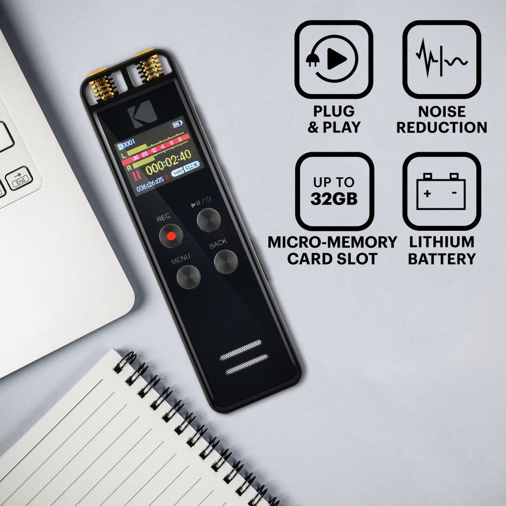 Kodak VRC550 USB Diktafon 16GB Black Kodak VRC550 USB Diktafon 16GB Black