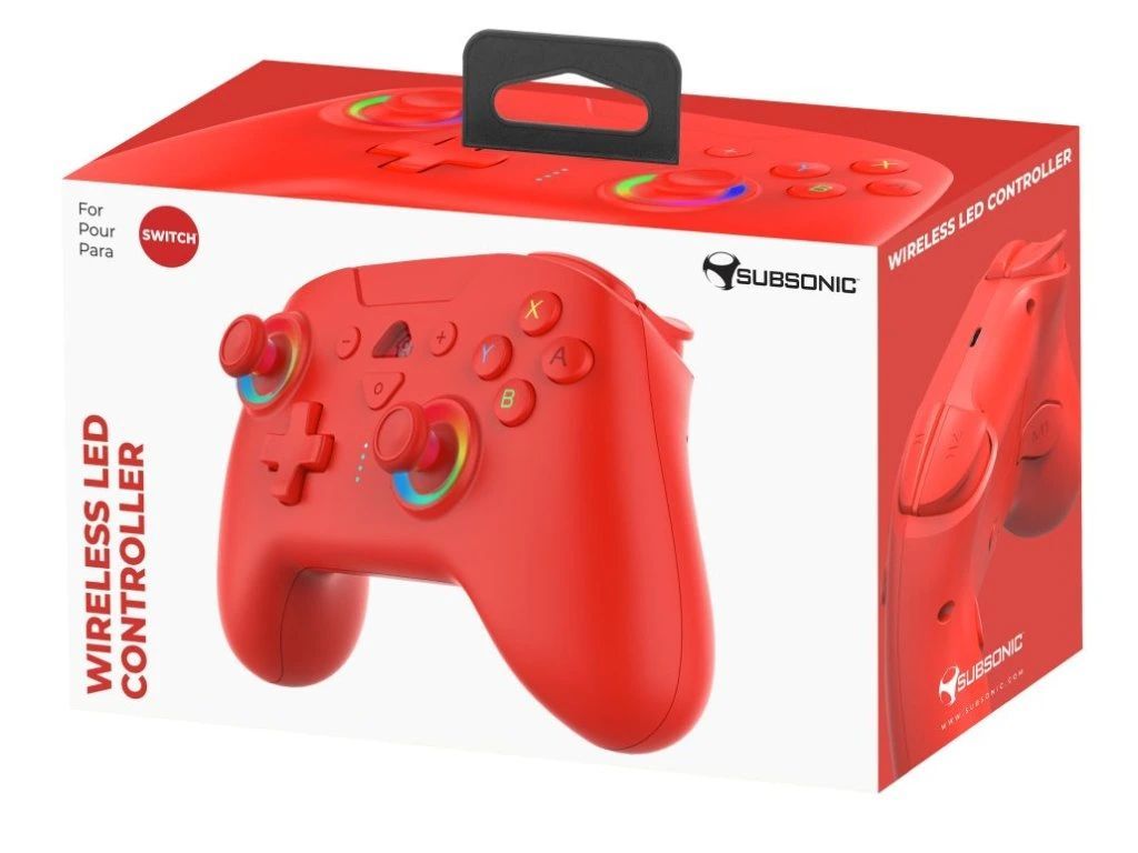 Subsonic Wireless LED Controller for Nintendo Switch Red Subsonic Wireless LED Controller for Nintendo Switch Red