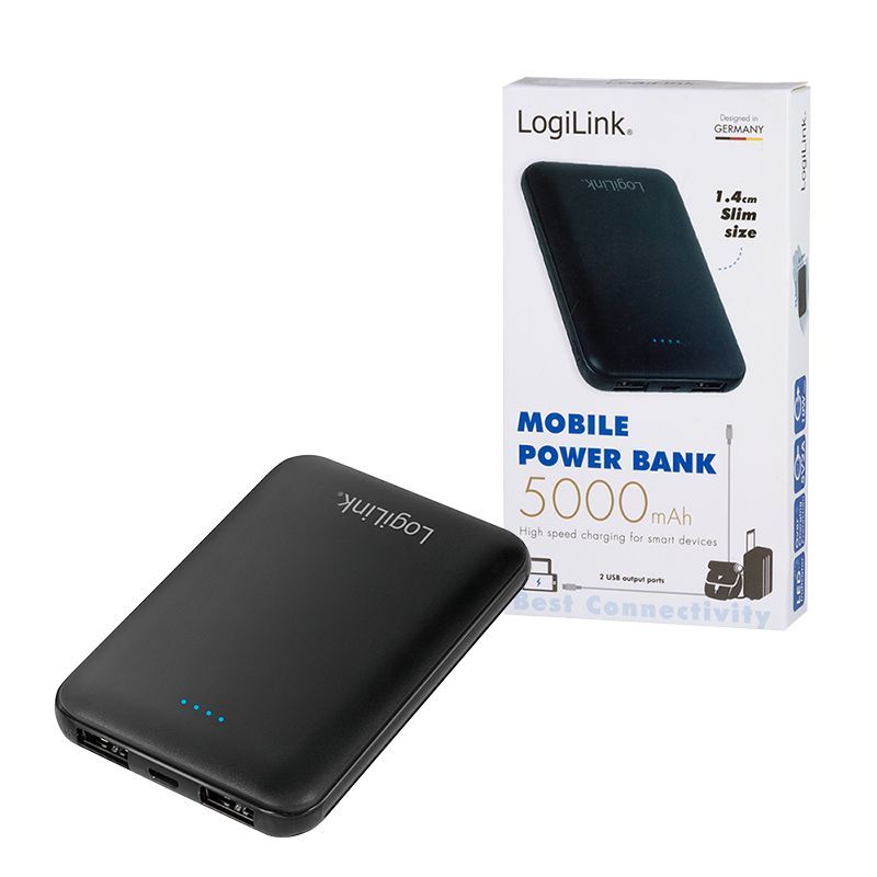 Logilink 2x USB-A 5000 mAh PowerBank Black Logilink 2x USB-A 5000 mAh PowerBank Black