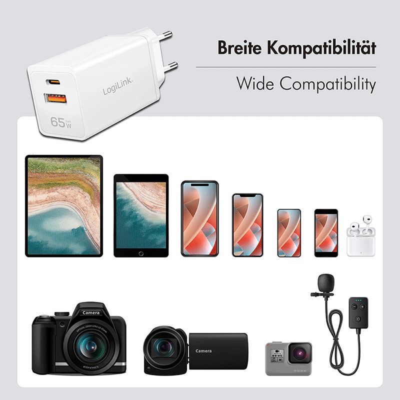 Logilink Dual USB socket adapter 65W White