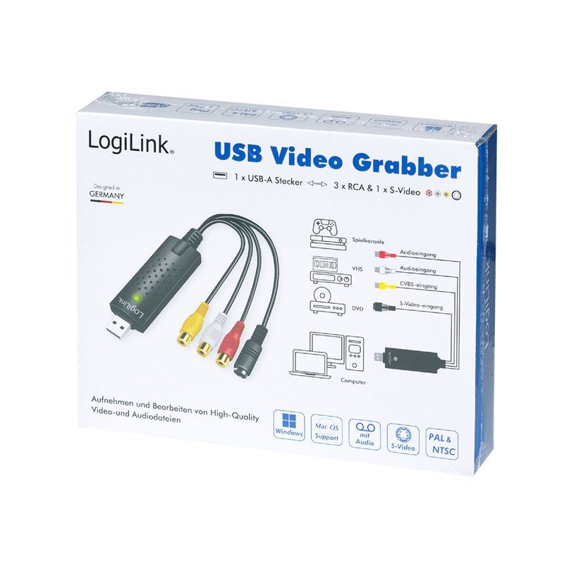 Logilink USB 2.0 A/V grabber USB A/M zu 3xCinch + miniDIN5/F Black Logilink USB 2.0 A/V grabber USB A/M zu 3xCinch + miniDIN5/F Black