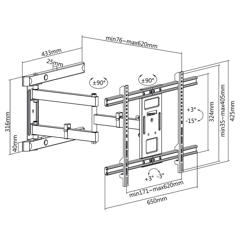 Logilink BP0113 TV wall mount 37–80" Black