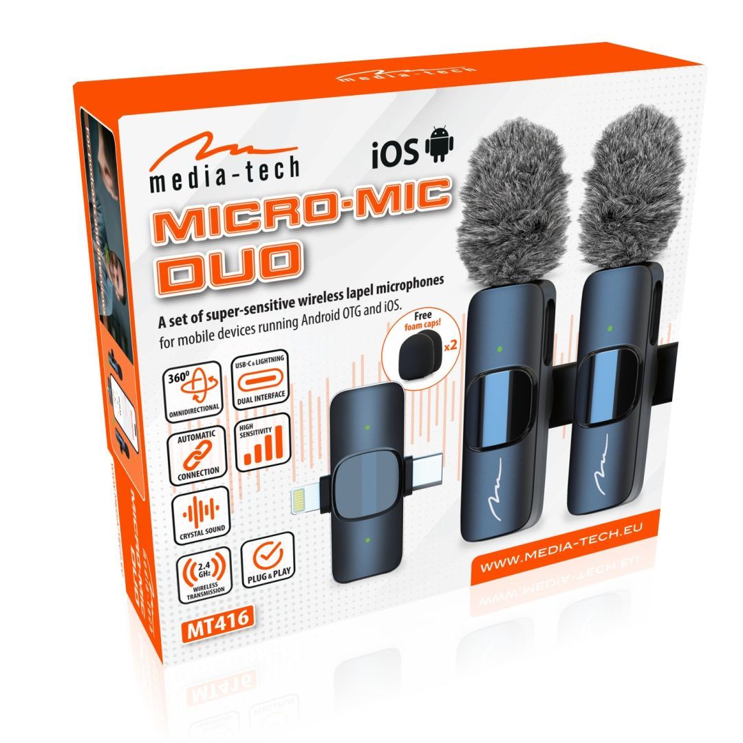 Media-Tech Micro-Mic Duo MT416 csíptetős mikrofonkészlet