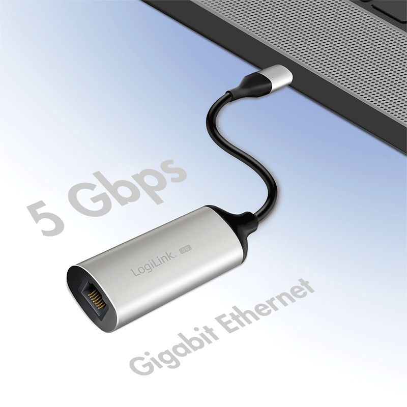 Logilink USB-C/M 3.2 Gen 1 to RJ45/F 5G Gigabit Ethernet Adapter Aluminium Logilink USB-C/M 3.2 Gen 1 to RJ45/F 5G Gigabit Ethernet Adapter Aluminium