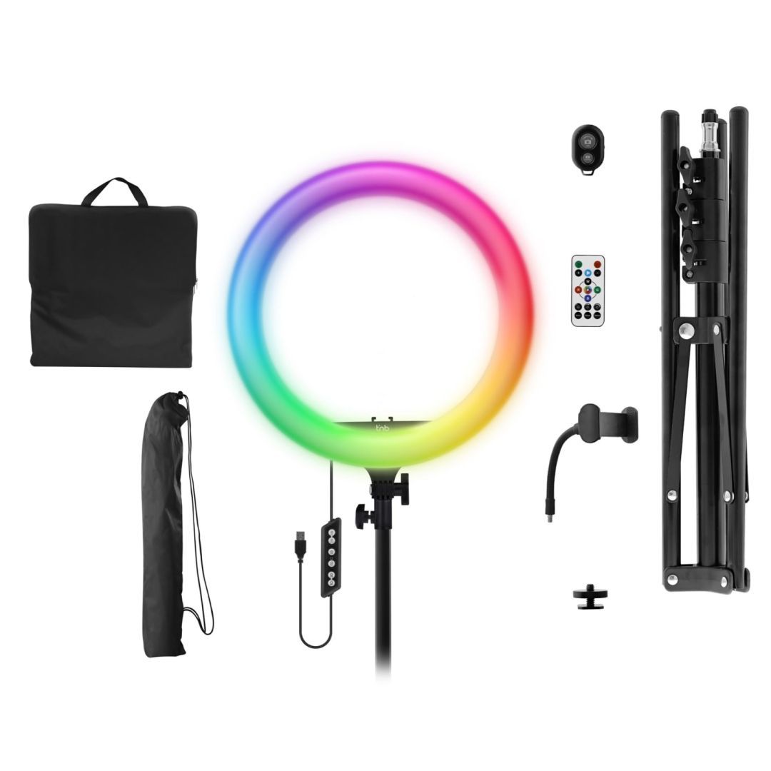 TnB INFLUENCE PRO 14" RGB LED Ring Light with Tripod for Studio