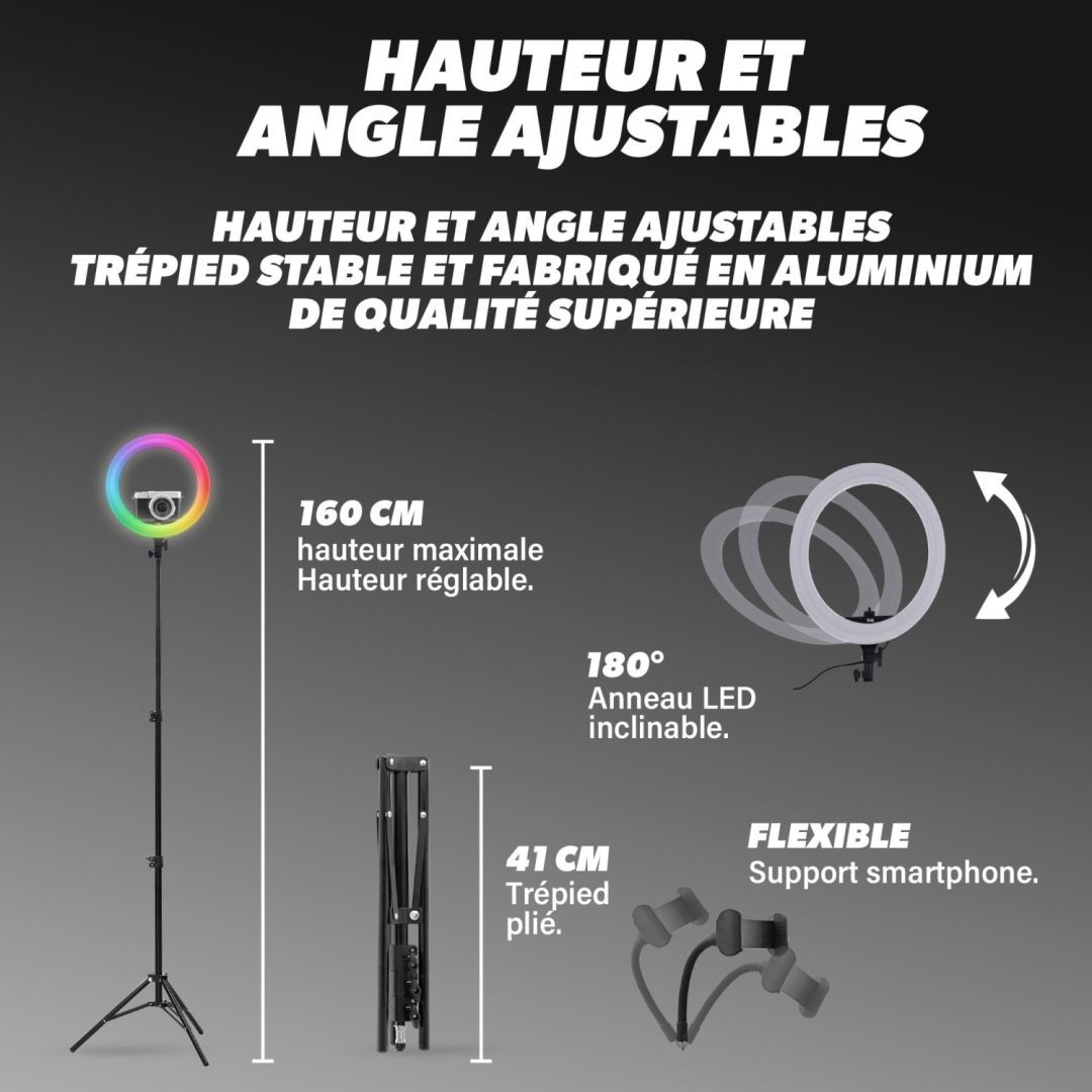 TnB INFLUENCE PRO 14" RGB LED Ring Light with Tripod for Studio