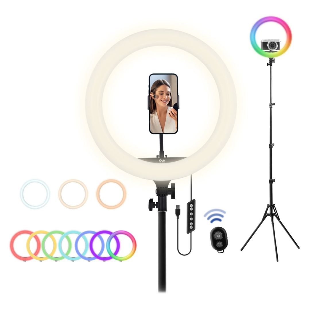 TnB INFLUENCE PRO 14" RGB LED Ring Light with Tripod for Studio