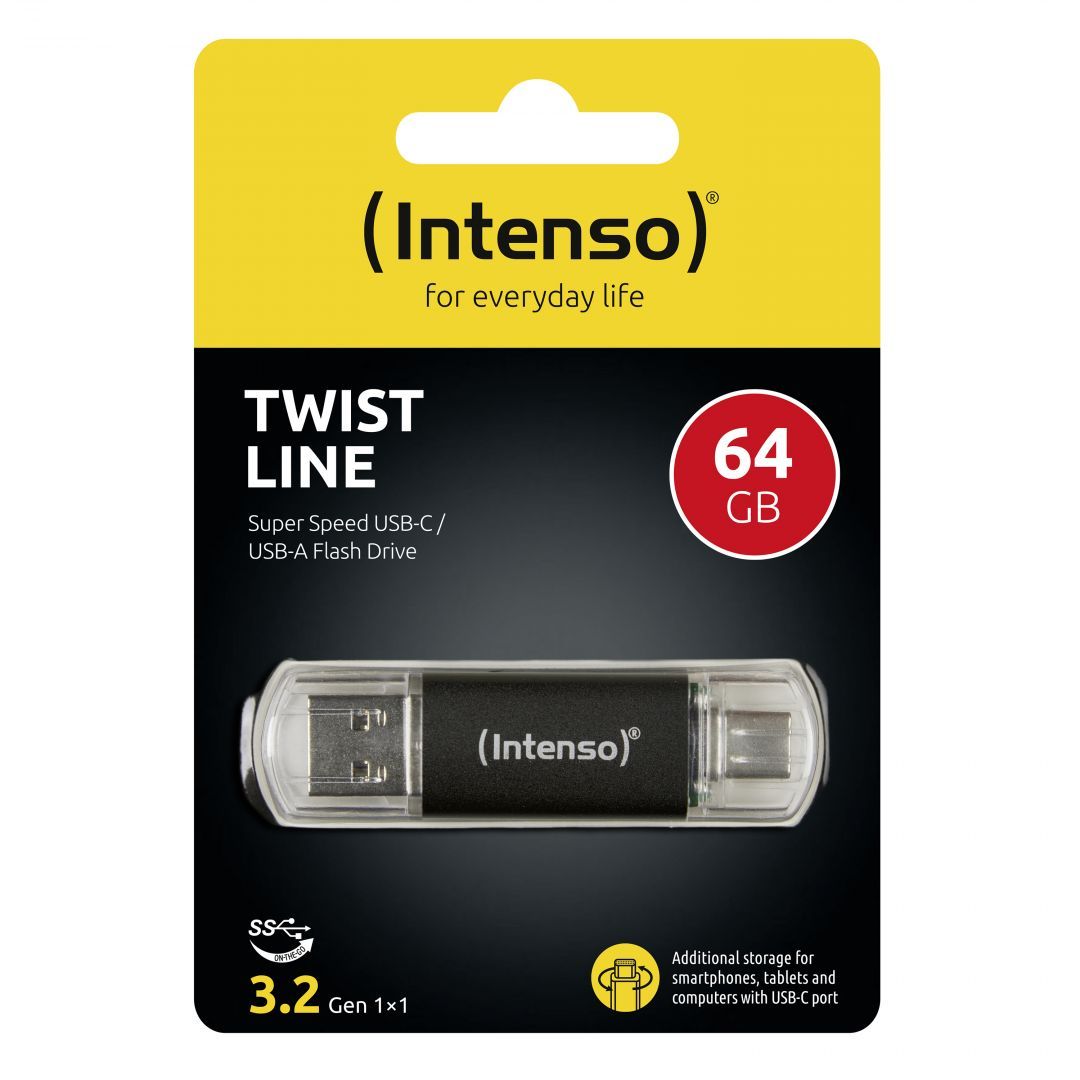 Intenso 64GB Twist Line USB3.2 Black Intenso 64GB Twist Line USB3.2 Black