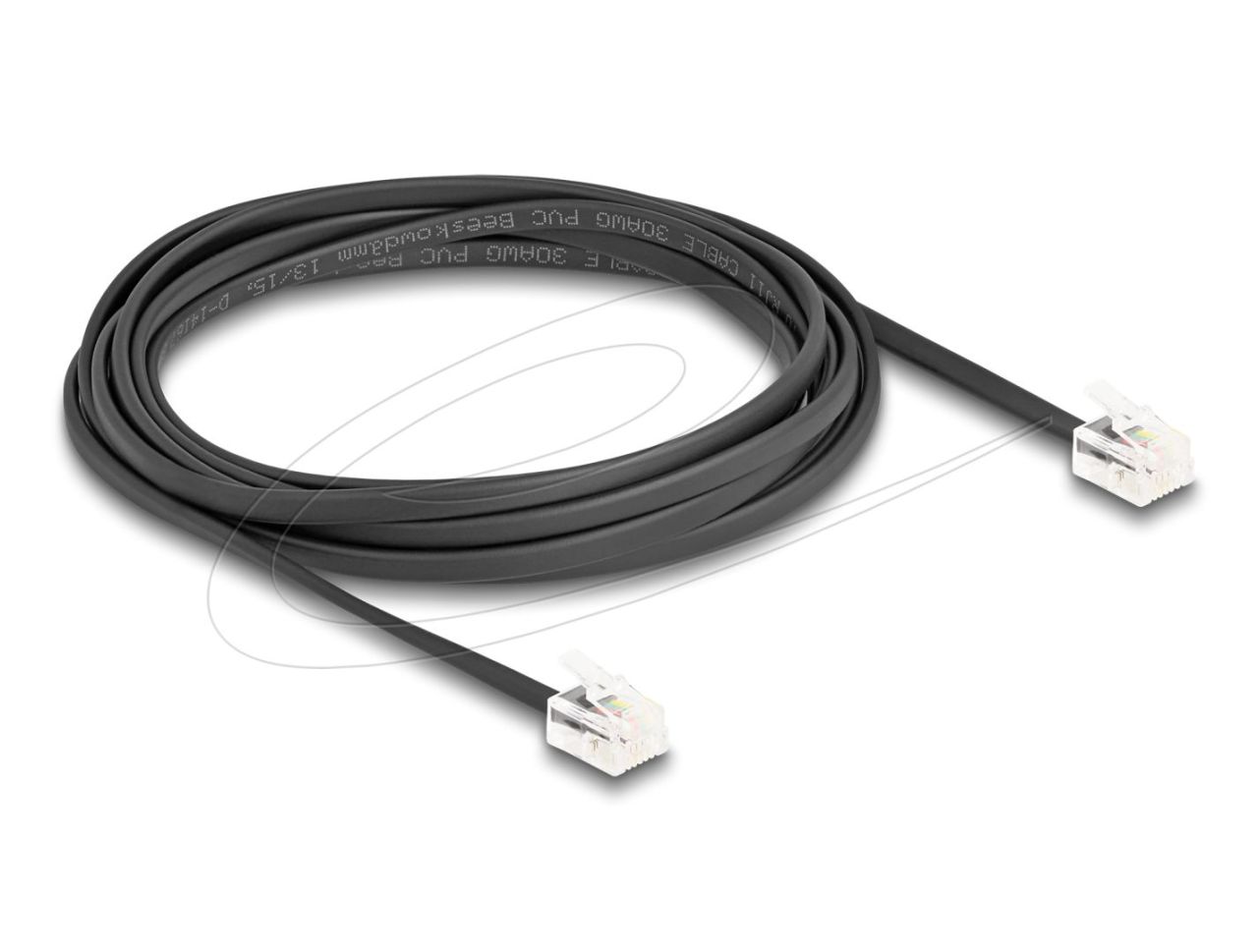 DeLock Telephone Cable RJ11 plug to RJ11 plug 2m Black