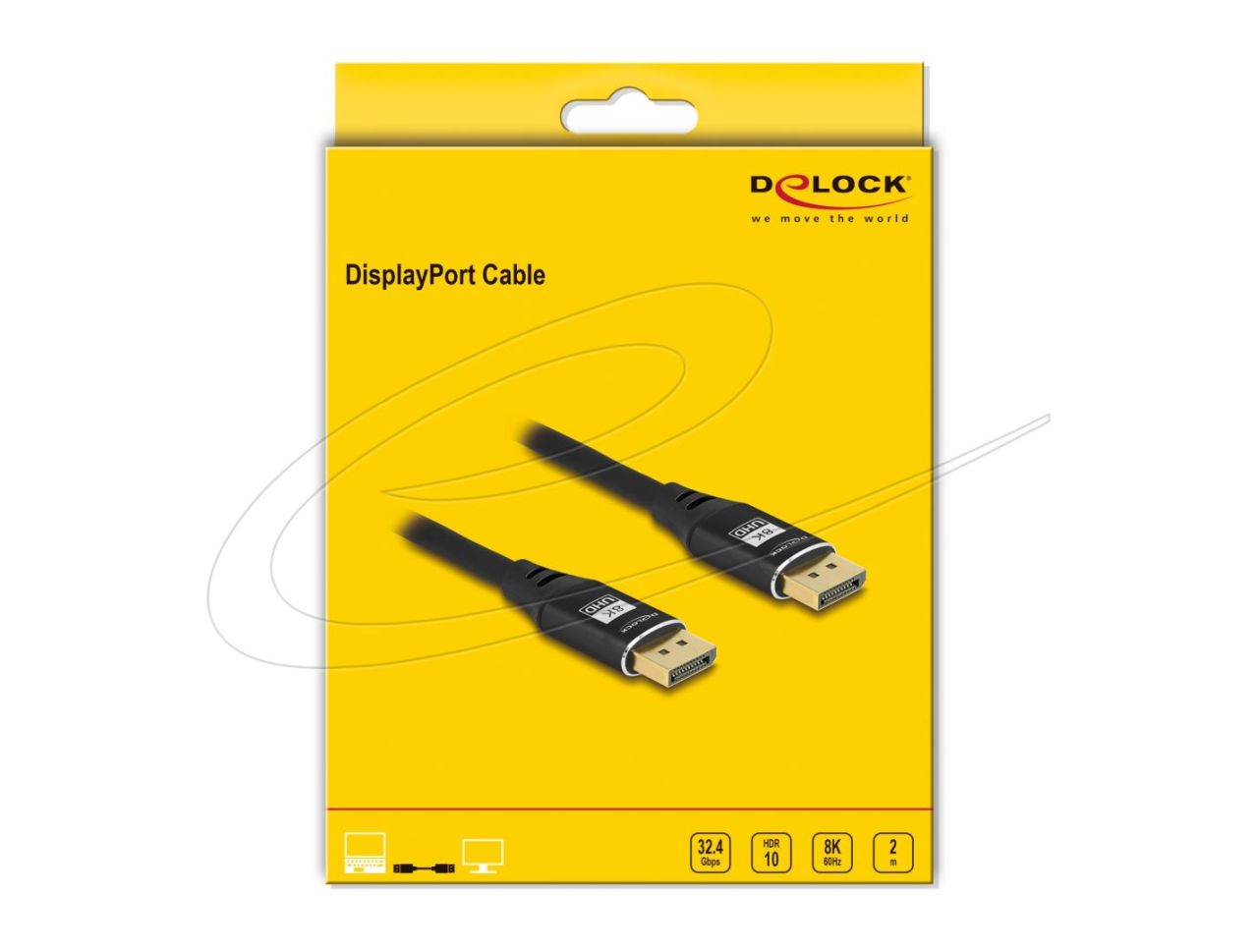 DeLock DisplayPort Cable 8K 60Hz 2m Black