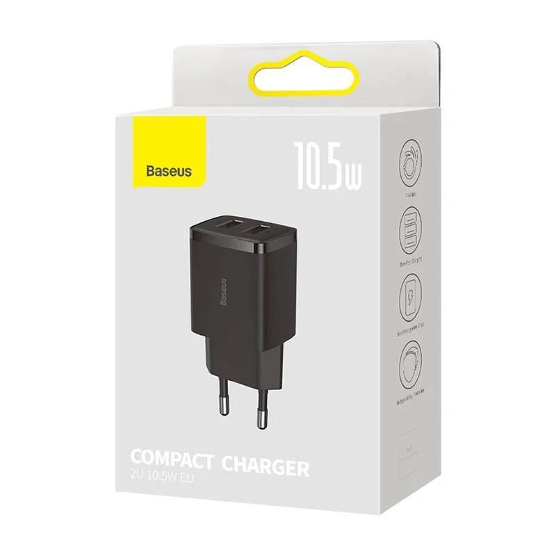 Baseus 2xUSB-A 10,5W Quick Charger Black Baseus 2xUSB-A 10,5W Quick Charger Black