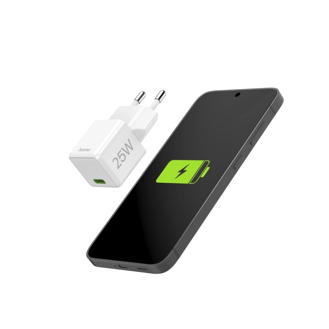 Hama Fast Charger GaN USB-C Super-Mini Charger PD 25W White Hama Fast Charger GaN USB-C Super-Mini Charger PD 25W White