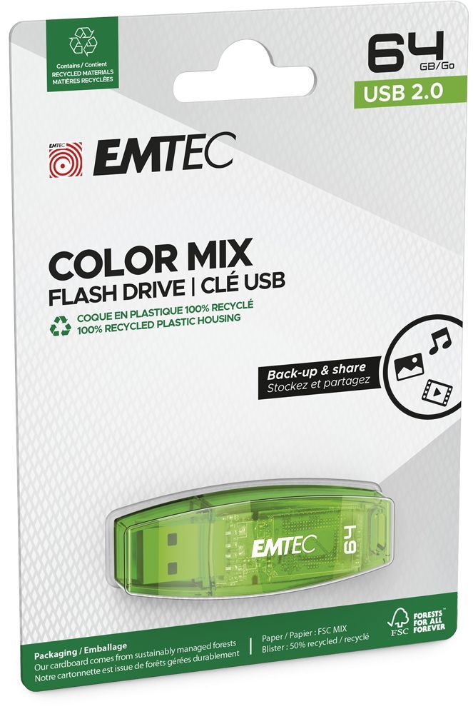 Emtec 64GB C410 Color USB2.0 Green Emtec 64GB C410 Color USB2.0 Green