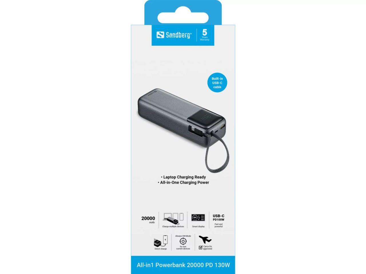 Sandberg All-in1 PD130W 20000mAh Powerbank Black