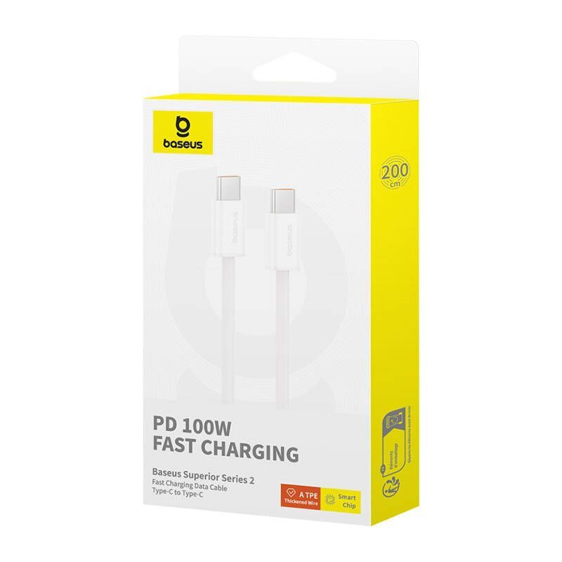 Baseus Superior 2 Series USB-C - USB-C Cable 100W 2m White Baseus Superior 2 Series USB-C - USB-C Cable 100W 2m White