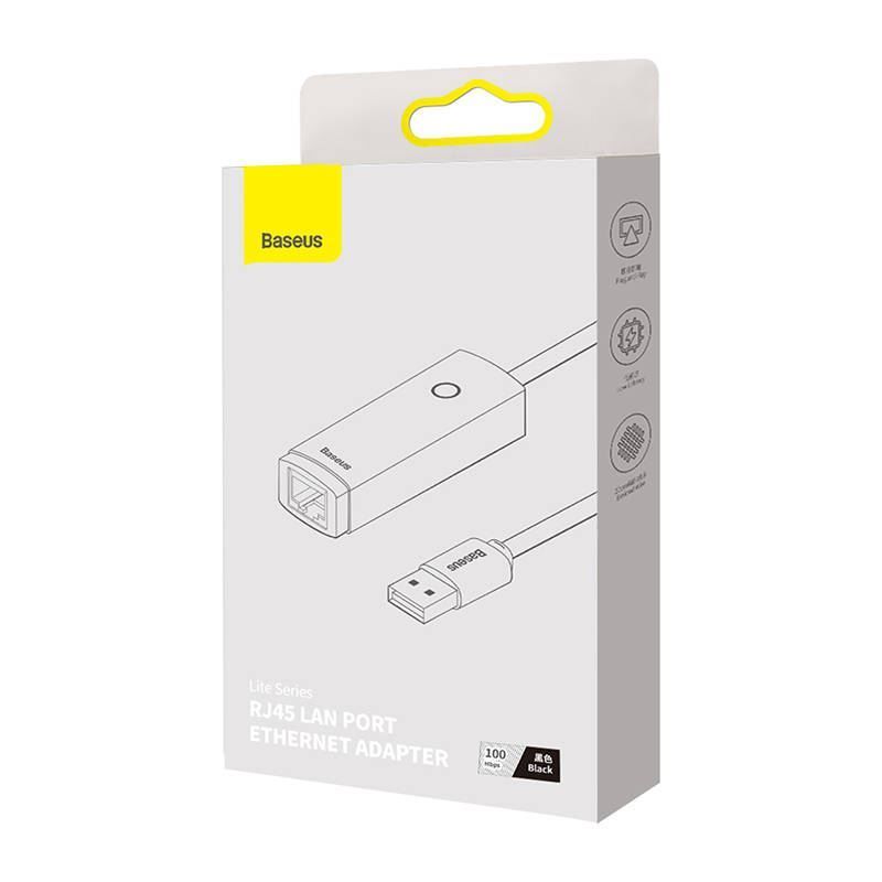 Baseus Baseus Lite Series USB – RJ45 hálózati adapter Black Baseus Baseus Lite Series USB – RJ45 hálózati adapter Black