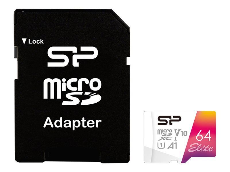 Silicon Power 64GB MicroSDXC Elite Class 10 U1 V10 A1 + adapterrel