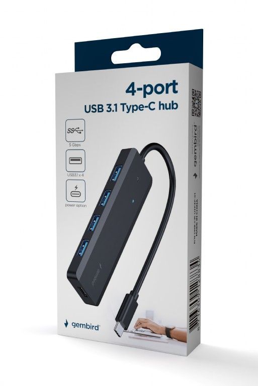 Gembird 4-portos USB3.1 Type-C HUB Black Gembird 4-portos USB3.1 Type-C HUB Black