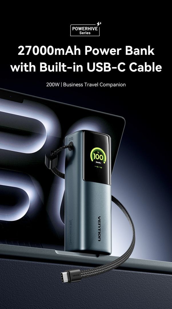Vention Powerhive 27000mAh Power bank + cable Black