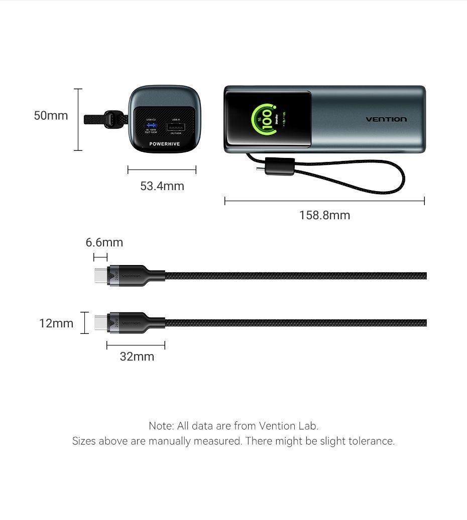 Vention Powerhive 27000mAh Power bank + cable Black