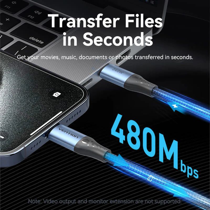 Vention USB 2.0 C Male to C Male 240W Cable 1m Black Vention USB 2.0 C Male to C Male 240W Cable 1m Black