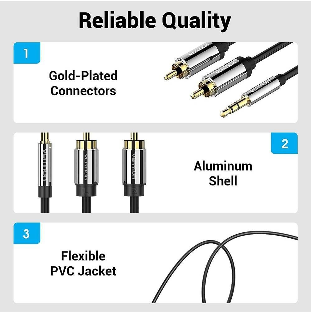 Vention 3.5mm Male to 2RCA Male Audio Cable 2m Black