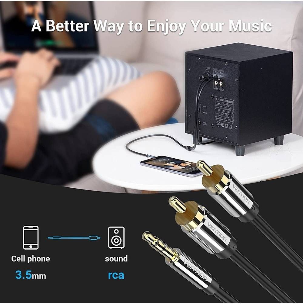 Vention 3.5mm Male to 2RCA Male Audio Cable 2m Black