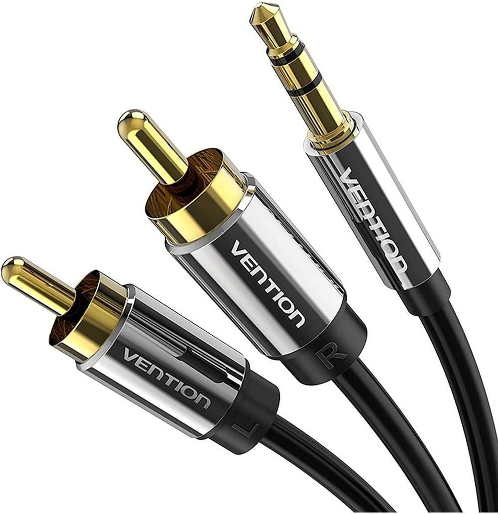 Vention 3.5mm Male to 2RCA Male Audio Cable 1m Black Vention 3.5mm Male to 2RCA Male Audio Cable 1m Black