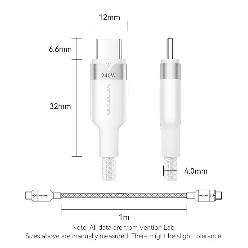 Vention USB-C to C 2.0 5A 240W cable 2m White