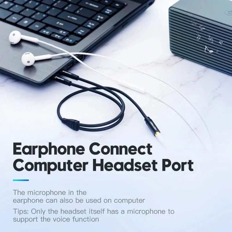 Vention 2in1 3.5mm Audio Cable 0,3m Black