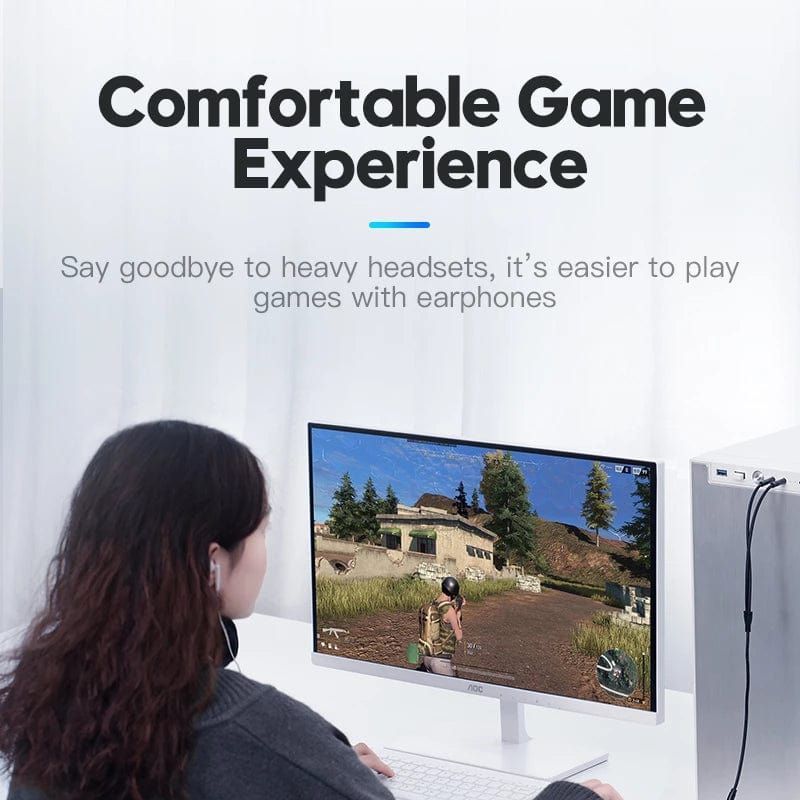 Vention 2in1 3.5mm Audio Cable 0,3m Black