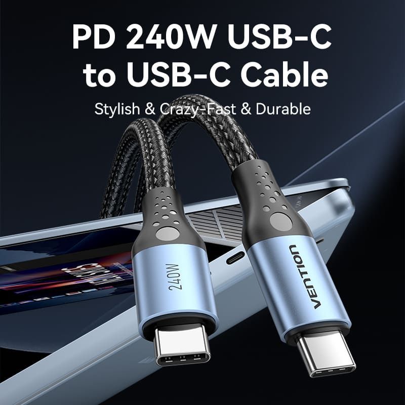 Vention USB 2.0 C Male to C Male 240W Cable 1,5m Black Vention USB 2.0 C Male to C Male 240W Cable 1,5m Black
