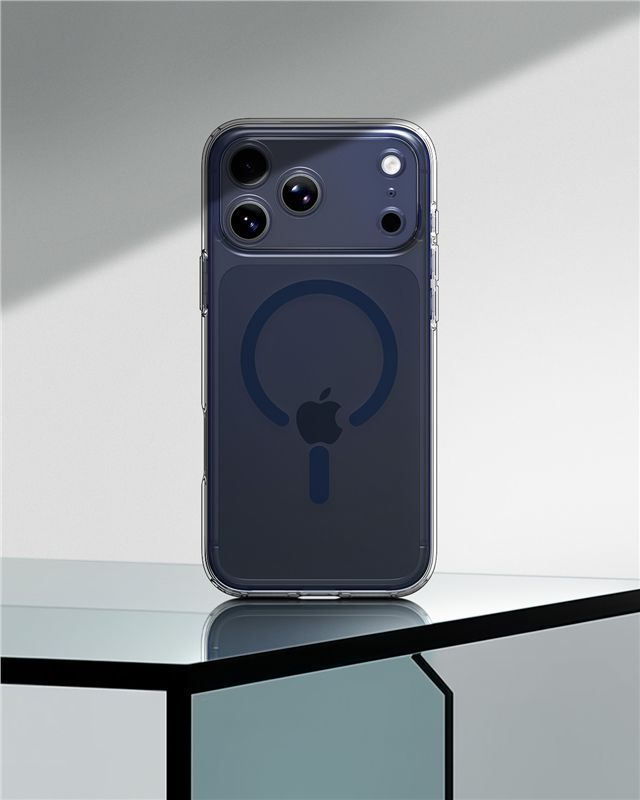 Spigen Ultra Hybrid MagSafe case for iPhone 17 Pro Clear Deep Blue