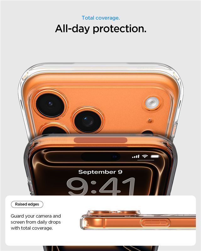 Spigen Ultra Hybrid MagSafe case for iPhone 17 Pro Clear Orange