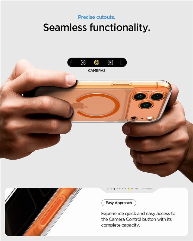 Spigen Ultra Hybrid MagSafe case for iPhone 17 Pro Clear Orange