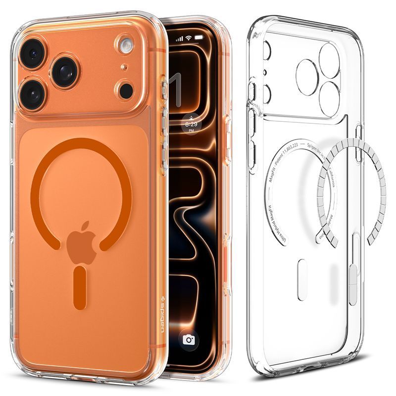 Spigen Ultra Hybrid MagSafe case for iPhone 17 Pro Clear Orange