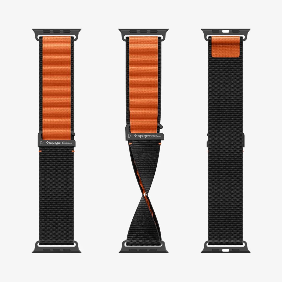 Spigen Fabric Band (hook) for Apple Watch 49mm/46mm/45mm/44mm Black Orange