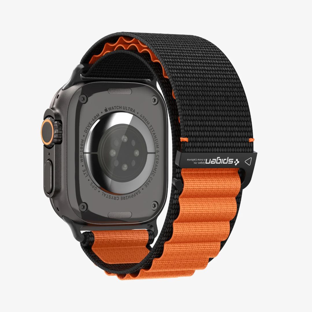 Spigen Fabric Band (hook) for Apple Watch 49mm/46mm/45mm/44mm Black Orange
