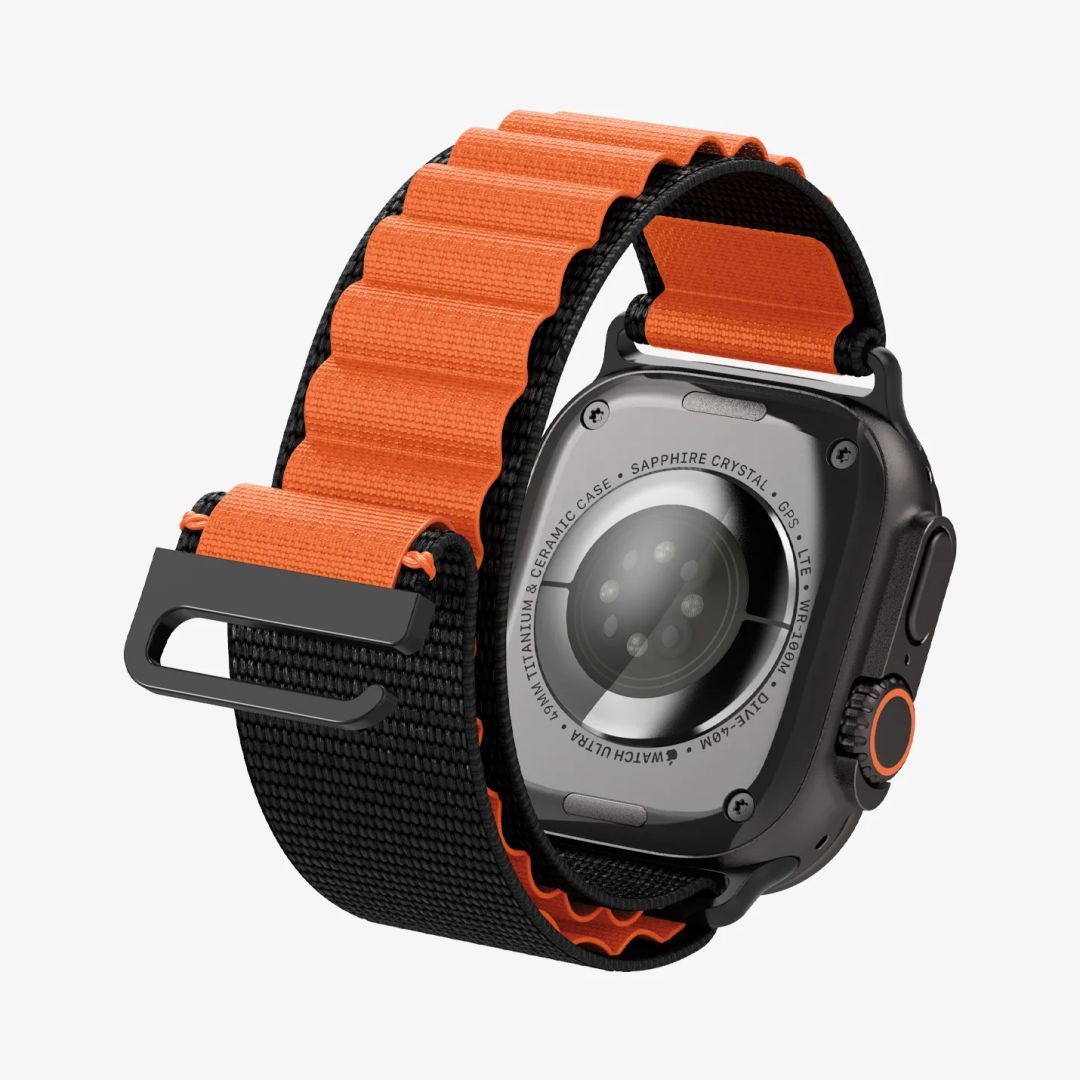 Spigen Fabric Band (hook) for Apple Watch 49mm/46mm/45mm/44mm Black Orange