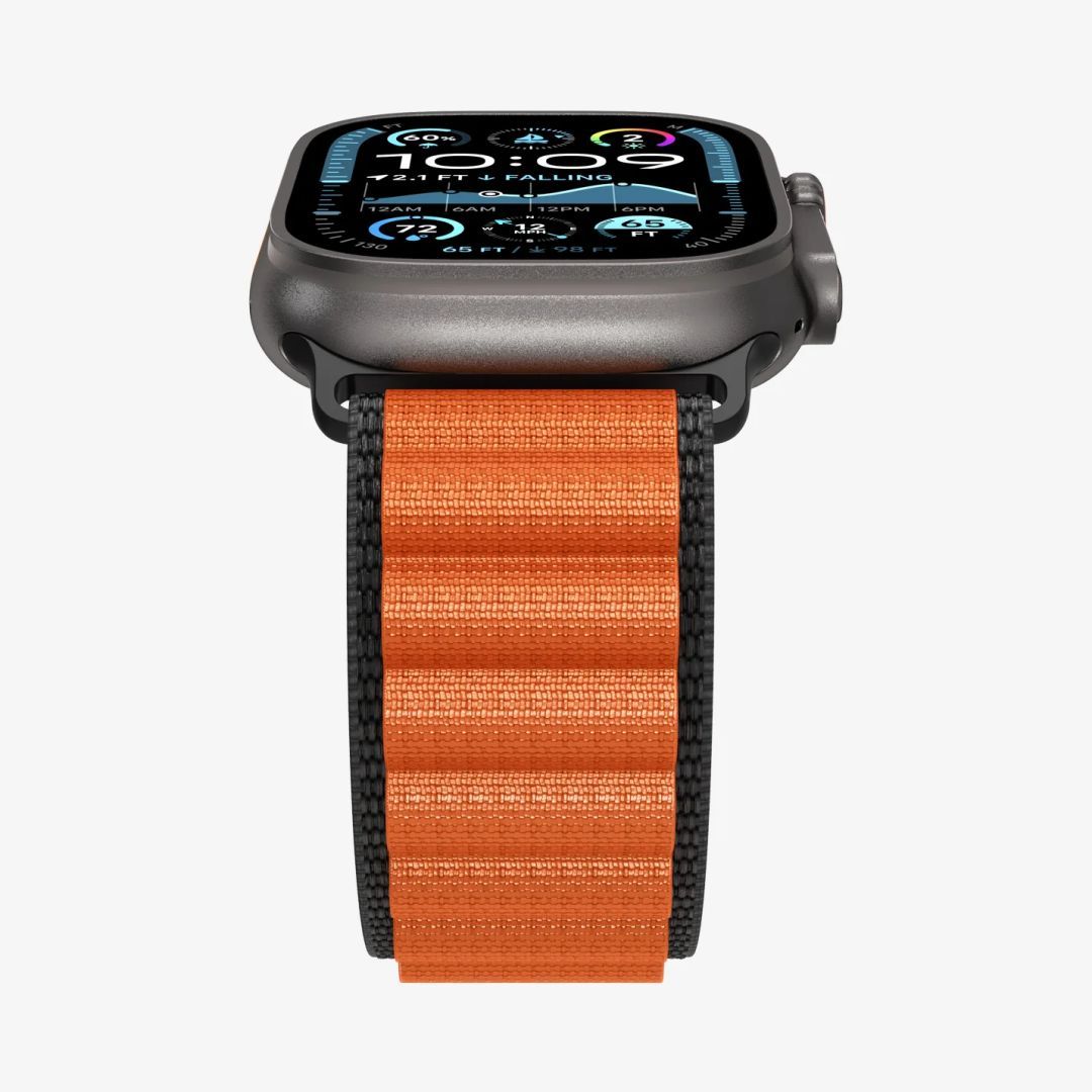 Spigen Fabric Band (hook) for Apple Watch 49mm/46mm/45mm/44mm Black Orange