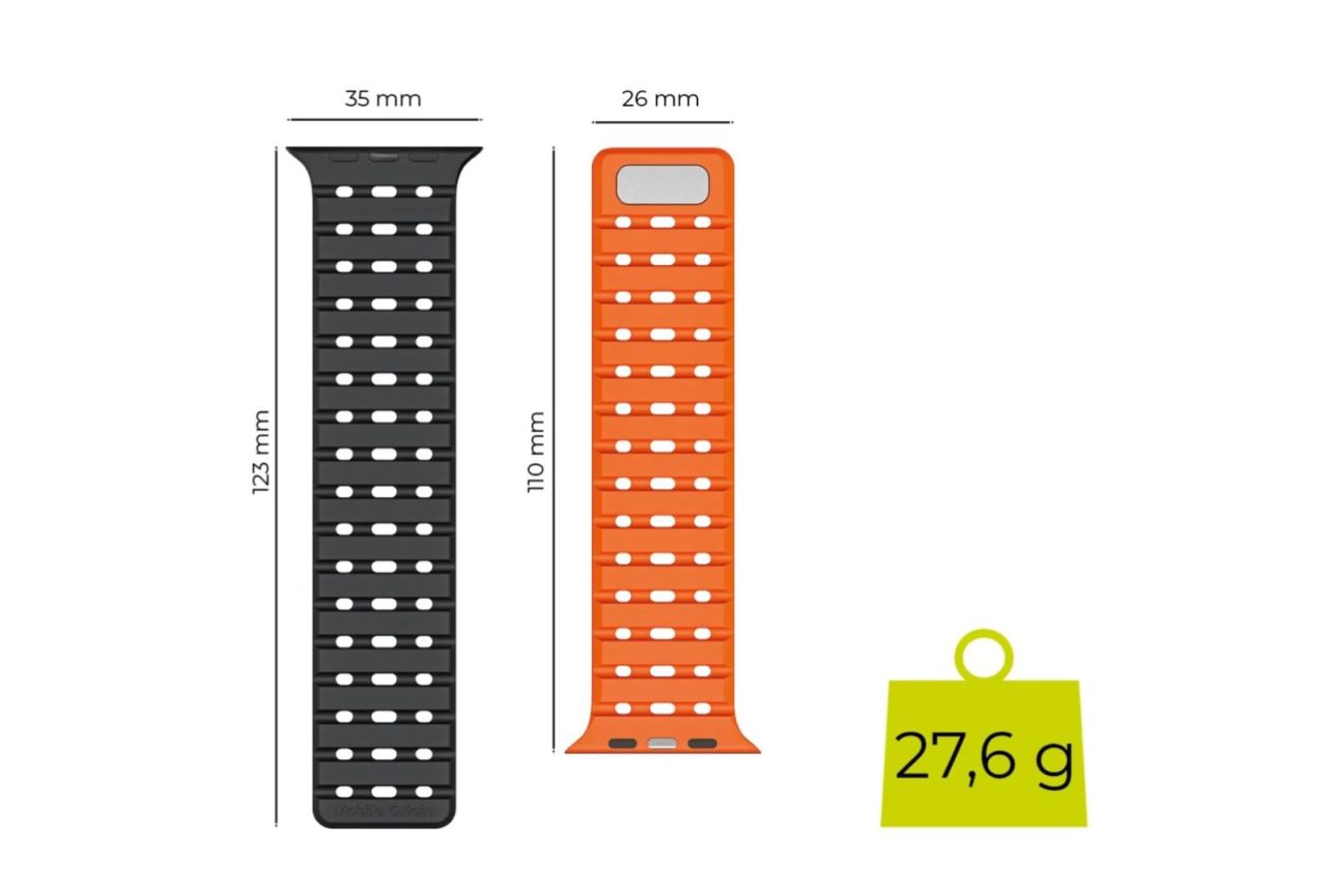 Mobile Origin Magnetic Strap for AW 44/45/46/49mm Black/Orange