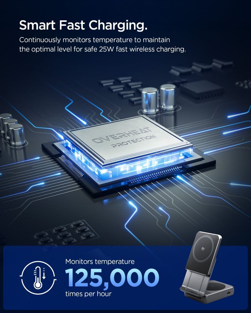 Spigen Essential MagSafe 2-in-1+C Wireless Charger Black