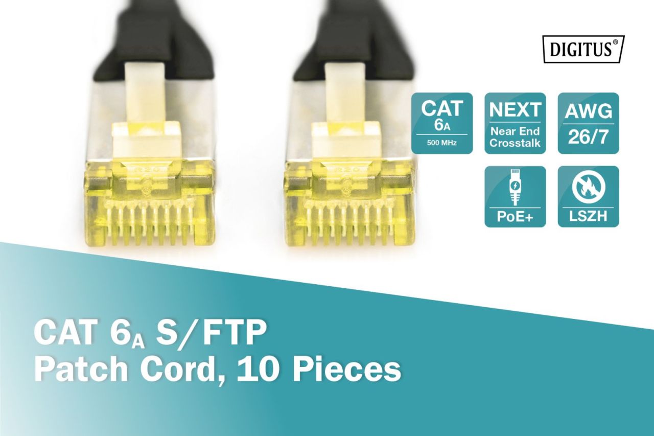 Digitus CAT6A S-FTP Patch Cable 3m Black (10db)