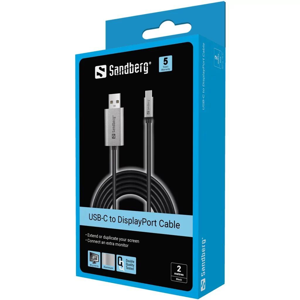 Sandberg USB-C to DisplayPort Cable 2m Black Sandberg USB-C to DisplayPort Cable 2m Black